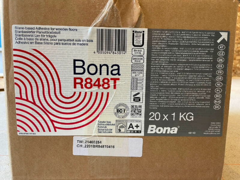 Bona R848T 接着剤の製品ラベル詳細