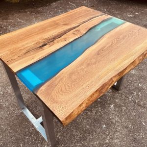 【一点物】国産ナラ材×グラデーションレジンのアートテーブル