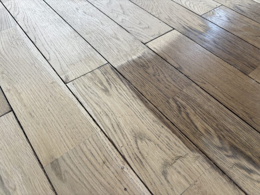 無垢フローリング 研磨 オーク 神戸市灘区 ムクリペ 施工事例 研磨中