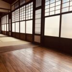 古民家の和室に敷かれたヒノキ無垢フローリング