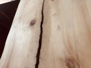 落雷による割れのクローズアップ