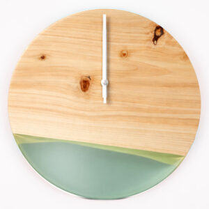 国産ヒノキ × ライトブルー レジンクロック 300mm｜吉野ヒノキの天然木壁掛け時計